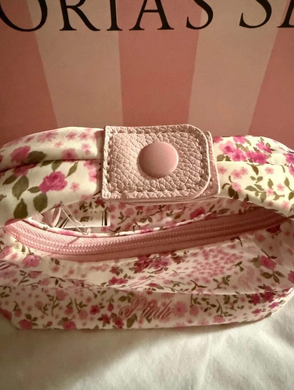 PINK Victoria's Secret Pink and Green Floral Hobo Bag